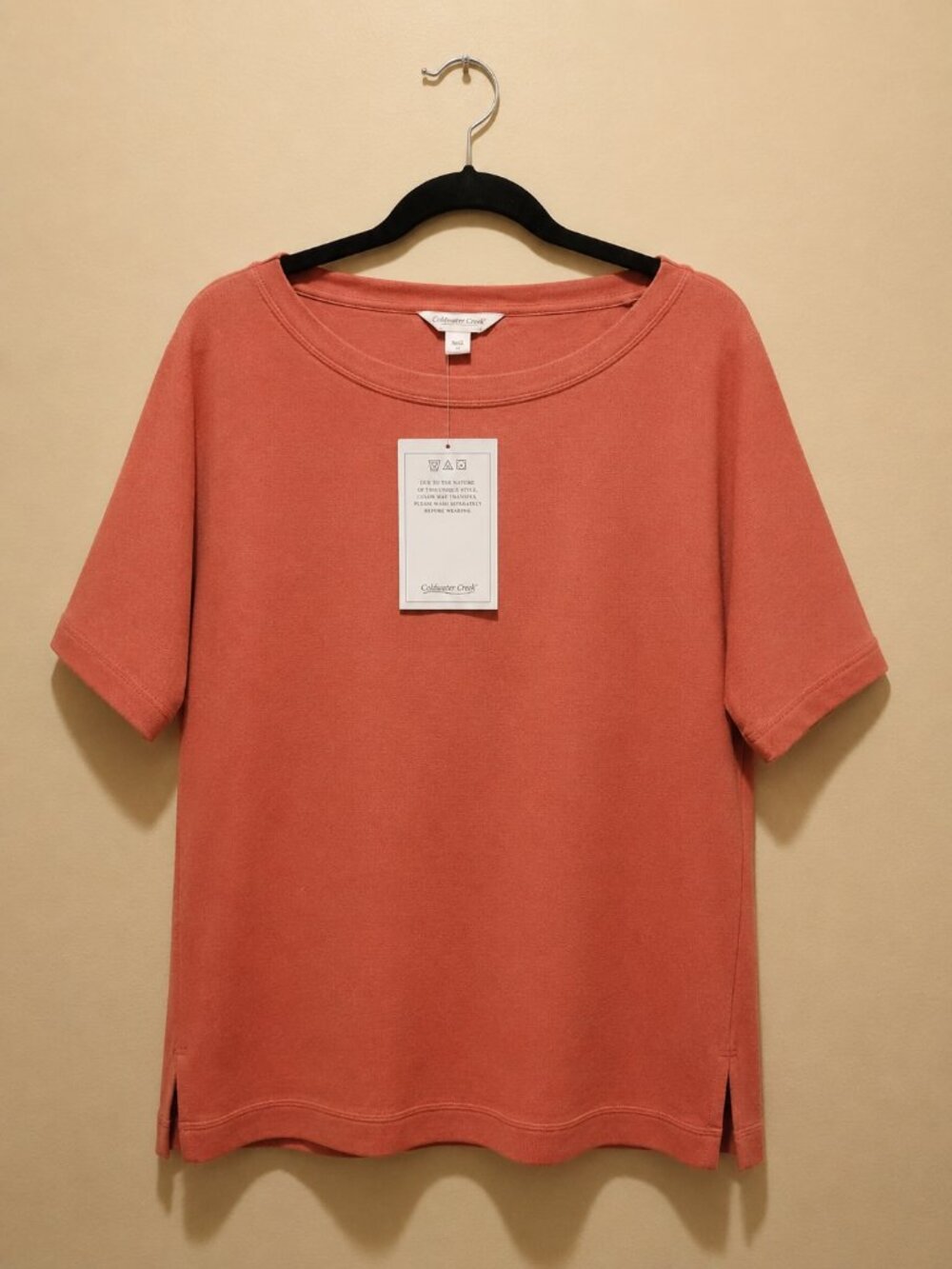 NWT Coldwater Creek Coral Short Sleeve Top S